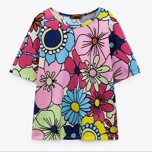 Zara Floral printed T-Shirt NWT